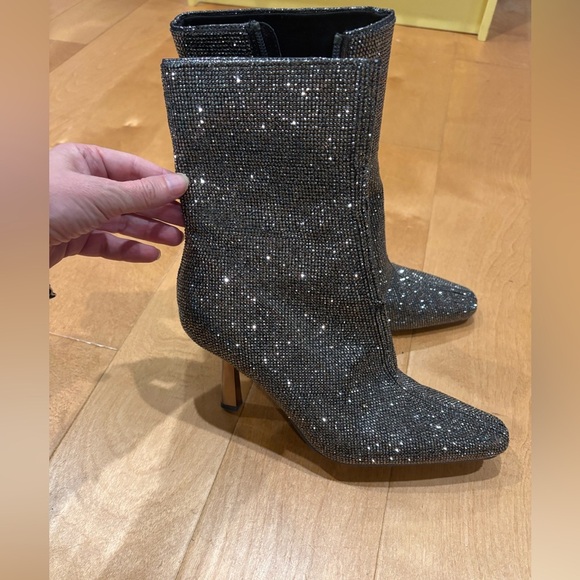 Steve Madden Vakay black silver rhinestone stiletto heel bootie boot sz 8.5 new - Picture 2 of 9